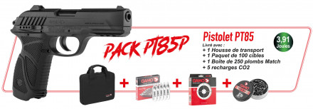 Photo Bandeau-produits-PackPT85P GAMO Cerise 2024 Pack - GAMO PT80 black pellet gun + case + pellets + CO2 capsules