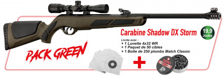Photo Bandeau-produits-Packgreen GAMO 2021 Cherry Pack - 19.9 J. Green Pack - Shadow DX Green Storm Rifle